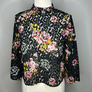 Hippie Laundry lace top Black with floral print Size Large